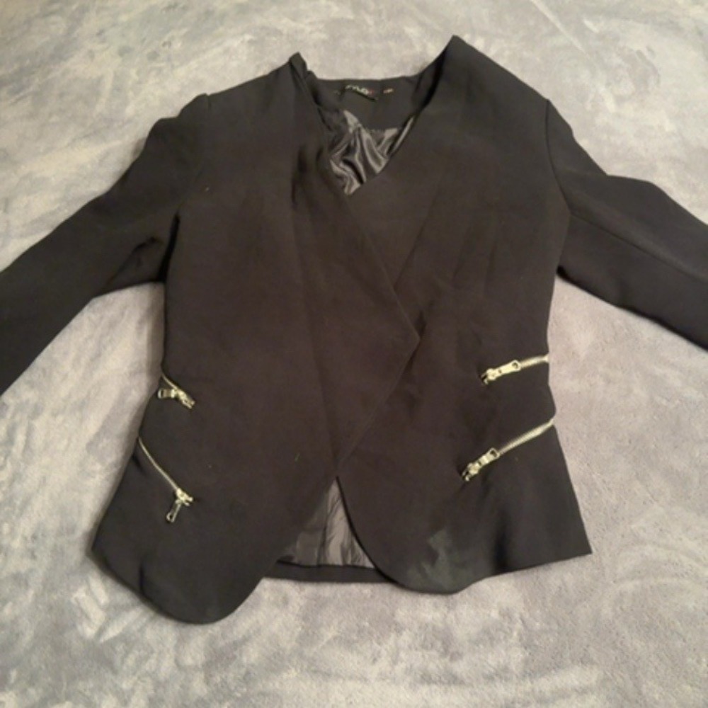 FYLO Jacket Women Medium Black Moto Zip Up Open Front Layering Piece